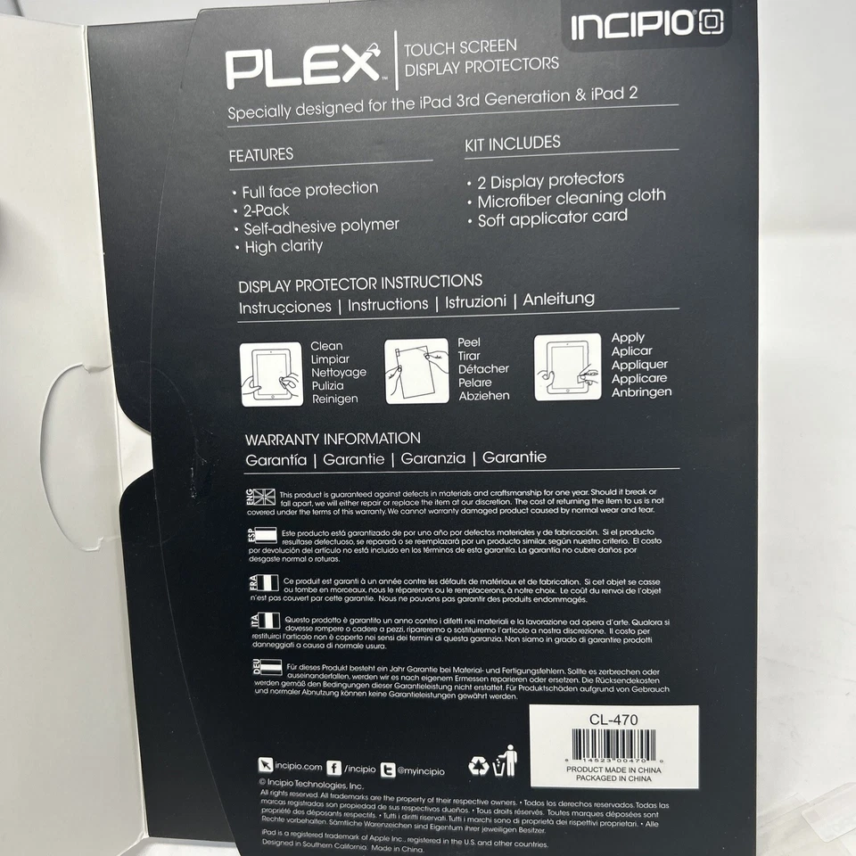 Open 1 Pack Plex Touch Screen Clear Protector for Ipad 2/3 Plex Incipio CL-470 - Image 2 of 2