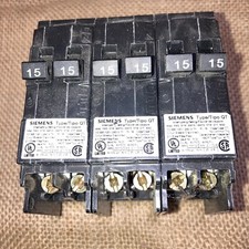 x1 Siemens 15-15 Amp 2 Pole Type QT Circuit Breaker Q1515 Tandem Twin 120/240VAC