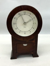 Michael Graves Vintage Desk Mantel Clock With Drawer Mahogany Finish