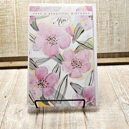 American Greetings Birthday Card 6x8 For Mom Beautiful Pink Floral Gold Pastel