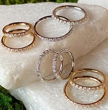 1pc 14kt Gold Side Paved CZ Gems Hinged Segment Ring Helix Cartilage Clicker