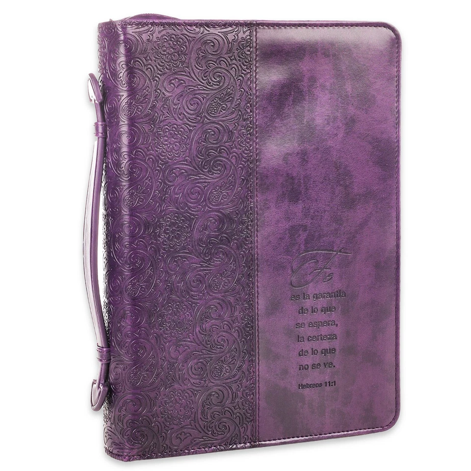 CHRISTIAN ART GIFTS Forro de Biblia Grande Morado La fe es la garantia Hebreos 11:1