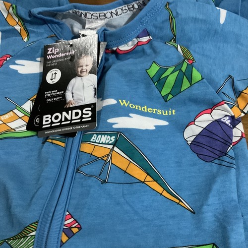 Bonds Baby Wondersuits Zippy BNWT Kites Balloons Parachute flying size 0 - Picture 2 of 3