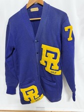 True Vintage 70s Letterman Virgin Wool Knotted Cardigan Size M/L Fast Shipping