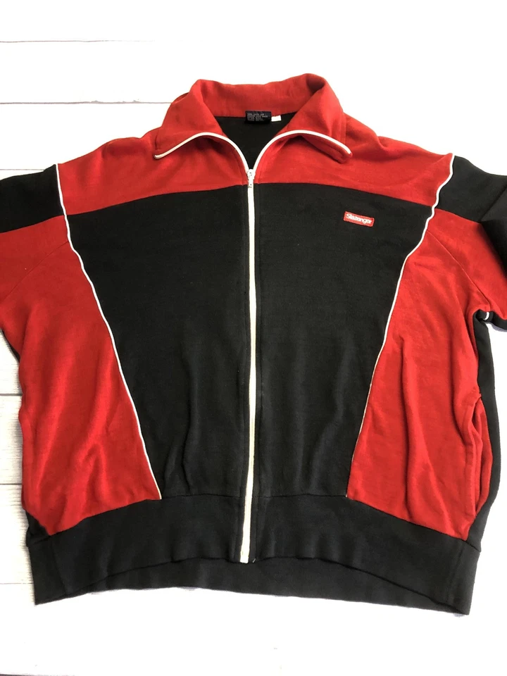 Suéter Slazenger De Colección Para Hombres 2XL Negro Rojo Cremallera Completa Chaqueta de Pista Rumania Años 90 Foto 2 de 4