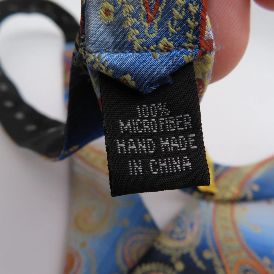 Pajarita Stacy Adams Azul Naranja Cachemira 2.5" Ancho Auto Corbata Poliéster Foto 4 de 4