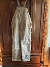 Carhartt Men's Canvas Insulated Bib Overalls Quilt Lined Beige 42x30 6F802
