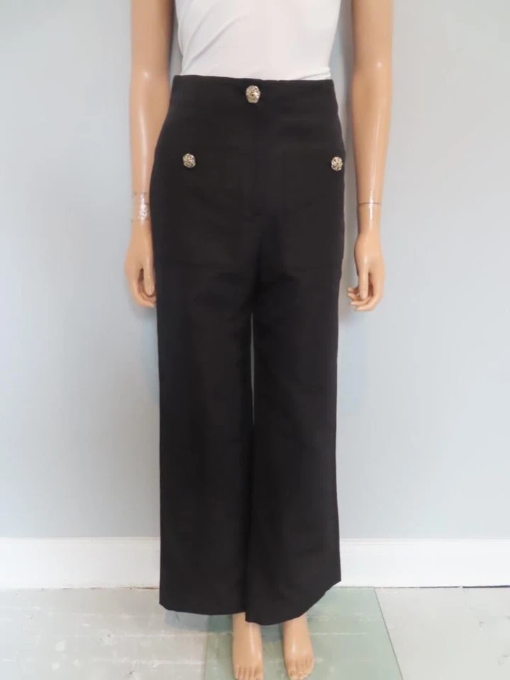 香奈儿黑色棉丝绸混纺阔腿裤 F 码 34/US 2