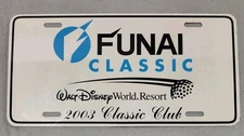 Vtg Funai 2003 Golf Resort Classic Club Walt Disney World Rare License Plate HTF