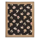 7'8"x9'5" Black Needlepoint with Botanical Design Wool Hand Stitched Rug 78541