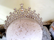 Silver Rhinestone Crown Tiara Headpiec Adjustable Metal Wedding Hair Accessory