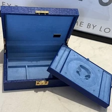Genuine Vintage Rolex 51.00.01 Watch Jewelry Box Blue Leather Case w/ Box & Key