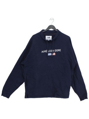 Aime Leon Dore Men's Hoodie L Blue Graphic 100% Cotton Pullover