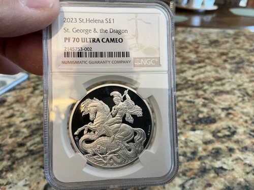 2023 st. Helena st.  George & The Dragon silver coin NGC PF 70 ultra cameo