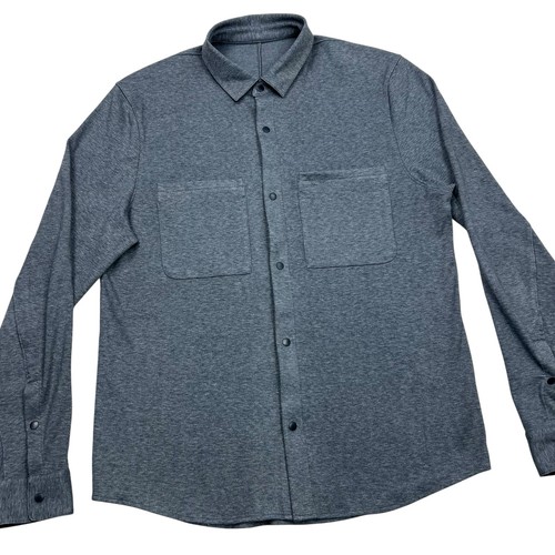 Lululemon Shirt Mens Medium Grey Soft Knit Button Up Casual Overshirt - Picture 3 of 6