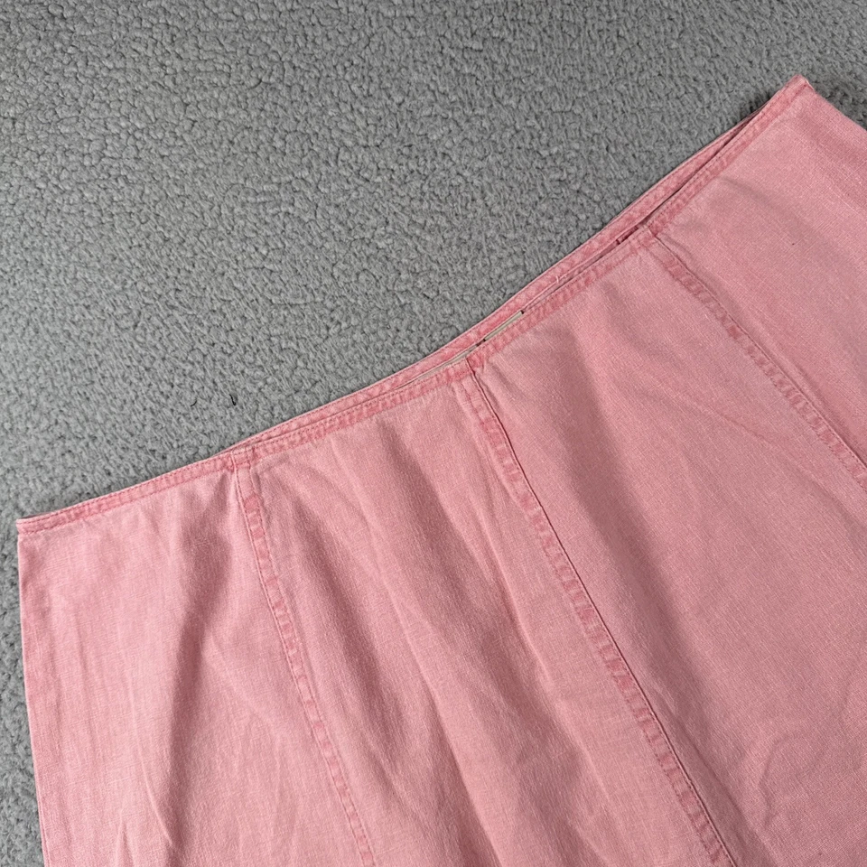 Falda Orvis para mujer 20 midi cremallera lateral rosa mezcla de lino Lagenlook minimalista femenina Foto 4 de 4