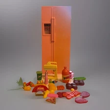 Vintage 90's Barbie Pink Side by Side Refrigerator Accessories Mixer Soda Read!!