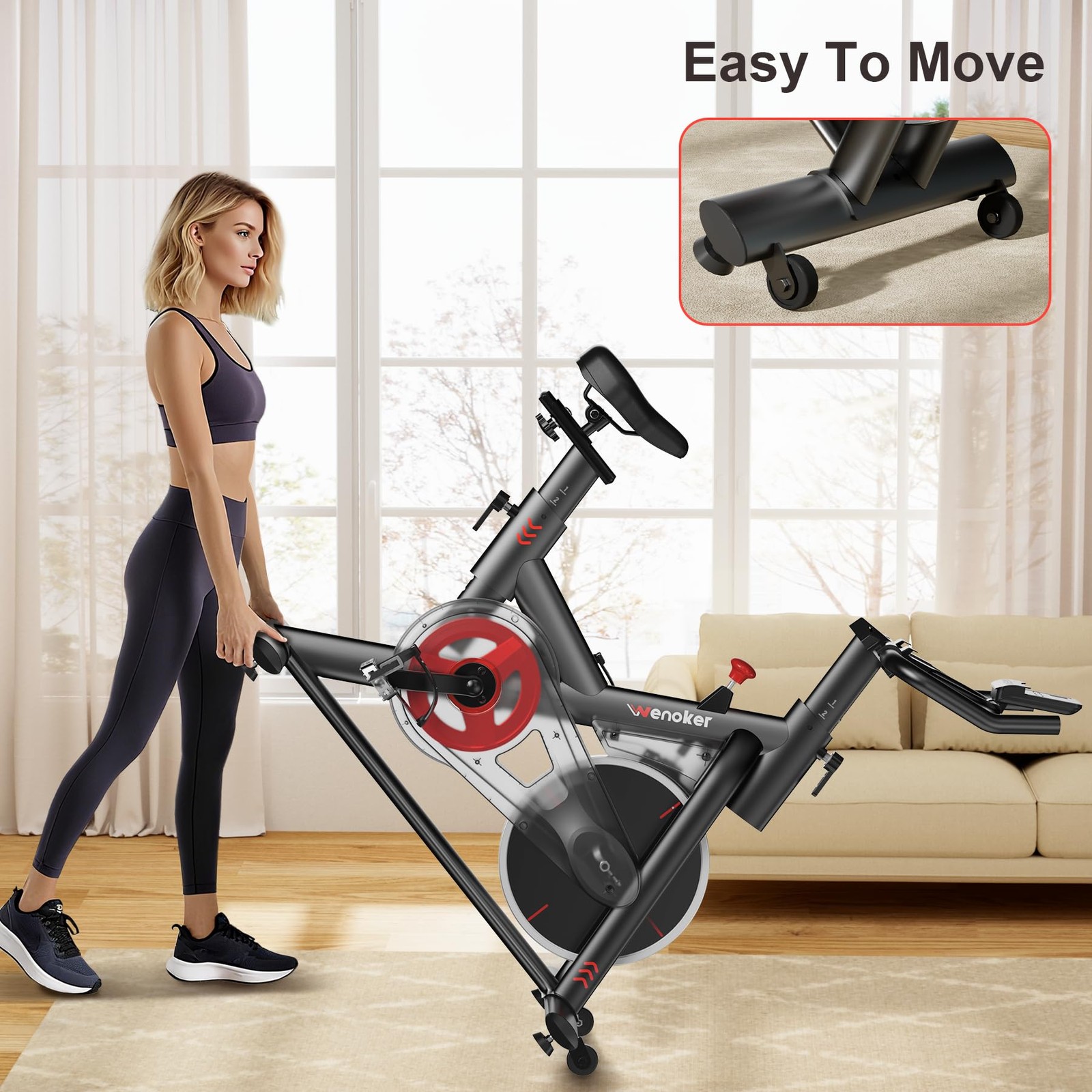 Wenoker Exercise Bike for Home – 350LB Indoor Cycling Bike, Silent Stationary...