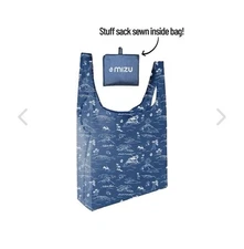 NEW 2 Mizu Japan Reusable Shopping Grocery Bags Hawaii Ocean Blue & Soft Pink