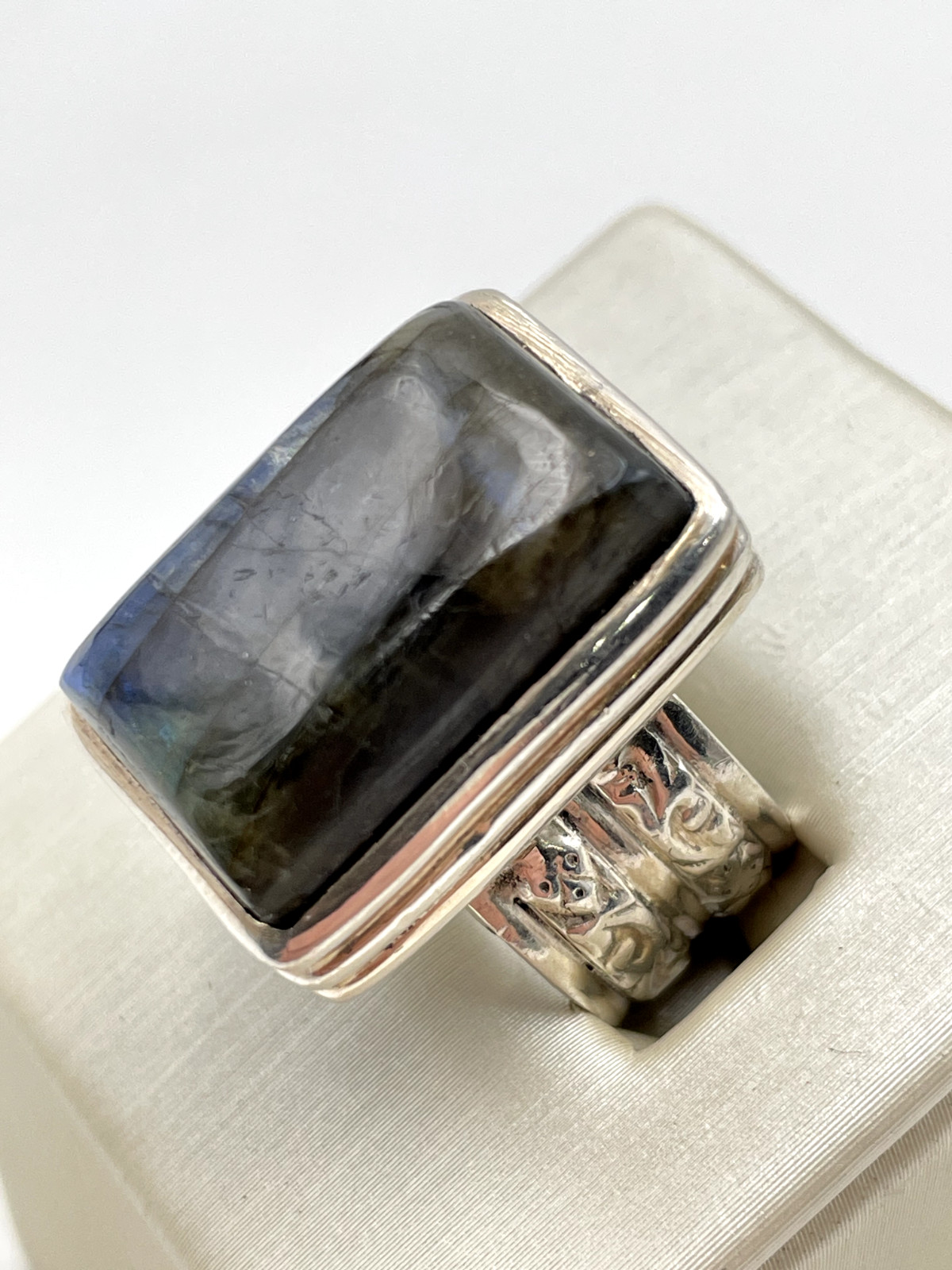 STERLING SILVER 925 TRANSLUCENT BLUE GEMSTONE BAN… - image 4