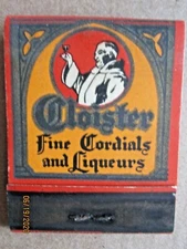 CLOISTER LIQUEURS VINTAGE MATCHBOOK  WITH 20 UNSTRUCK MATCHES HTF