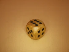 16mm Wood D6 Die Rounded Corners Natural with Black - RPG Tool Tabletop Roleplay