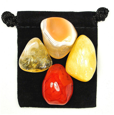 ANALYTIC ABILITIES Tumbled Crystal Healing Set  = 4 Stones + Pouch + Description