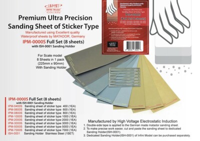 Infini Premium Ultra Precision Sanding Sheet of Sticker Type Set (400-7000) 8pcs