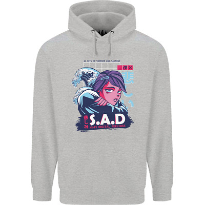 Music Vaporwave Anime Girl Emo SAD Herren Kapuzenpullover