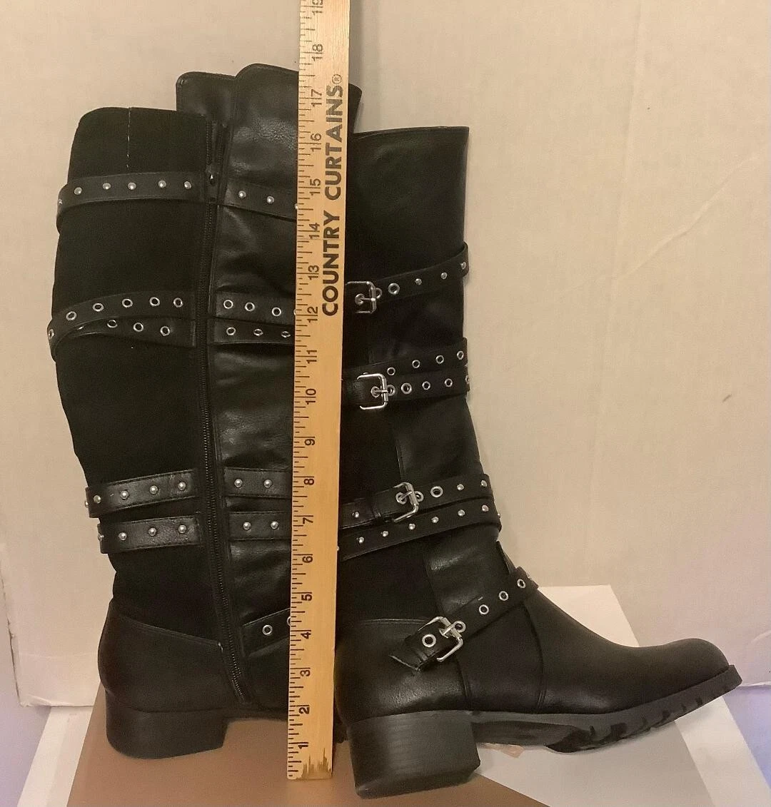Tall black studded best sale boots