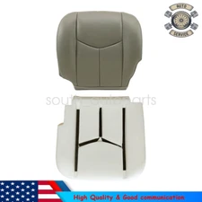Driver Bottom Gray Seat Cover Leather & Foam Pad For 03-06 Silverado 1500 2500HD