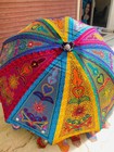 Indian Embroidered Garden Parasol Flower 72" Outdoor Sun Shade Patio Umbrella
