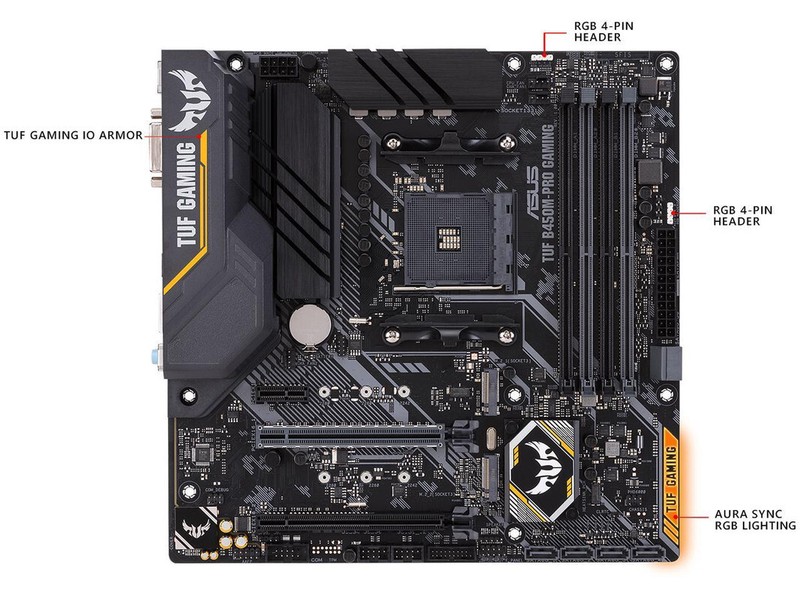 ASUS TUF B450M-PRO GAMING AMD Ryzen 3 AM4 DDR4 Micro-ATX Motherboard