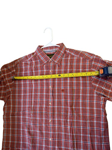 Timberland Hemd Herren Large Rot Kariert Knopfleiste Kurzarm Baumwolle Fronttasche - Bild 6 von 7