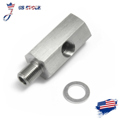 #ad 1 8quot; BSPT Oil Pressure Sensor Tee to NPT Adapter Turbo Supply Feed Line Gauge T $7.99