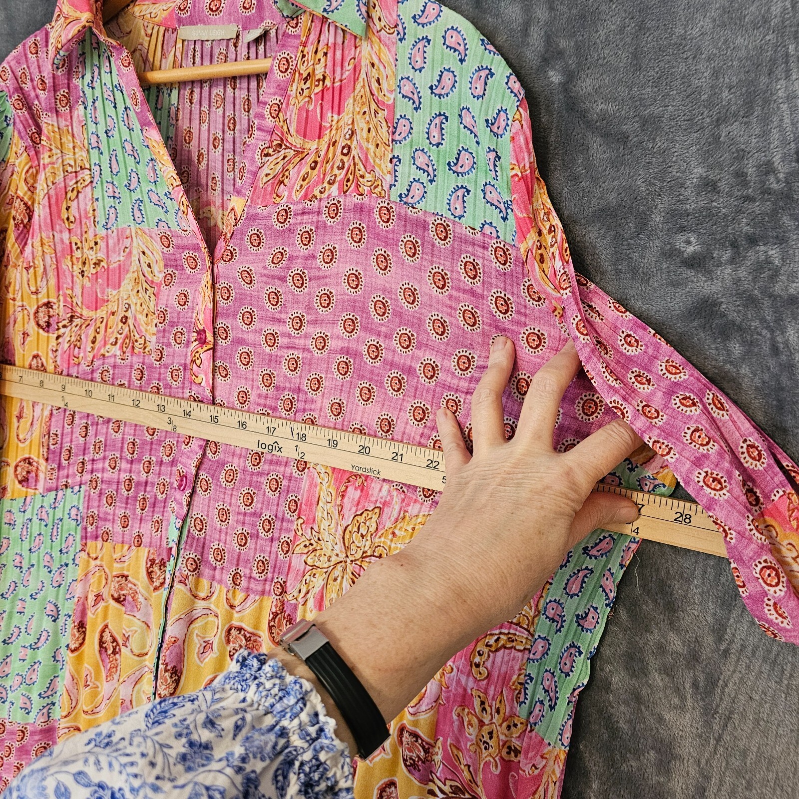 Sunny Leigh Patchwork Boho Button Up Top Womens 3… - image 7