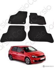 for Volkswagen Golf MK6 08-13 Tailored Black Car Mats Carpets 4pc Round Clips