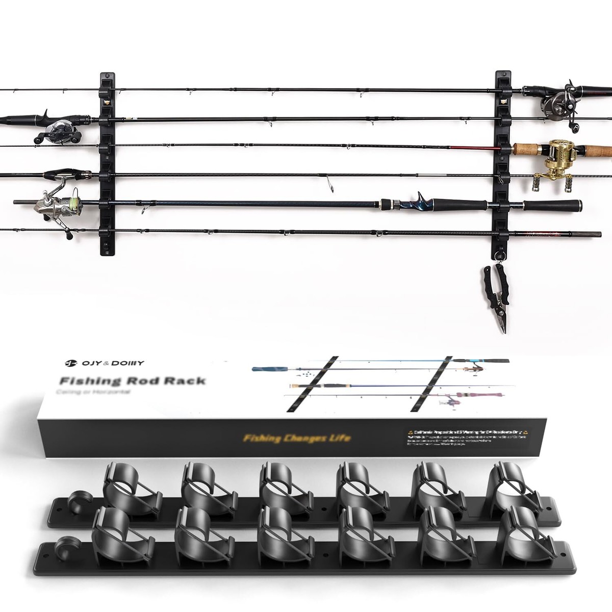 Wall Mount Horizontal Fishing Pole Holders Storage Racks