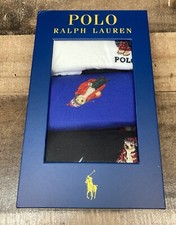 Polo Ralph Lauren Boxer Briefs Men Sz L Bear White/Blue/Black Holiday 3-Pack 