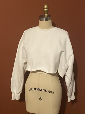 TNA Cozy AF Fleece Sweatshirt Cropped Woman s Size M White