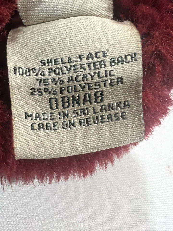 L.L. Bean Mittens 女式 L/XL 栗色刺绣花卉人造麂皮绒夏尔巴人 — 第 4/4 张图片