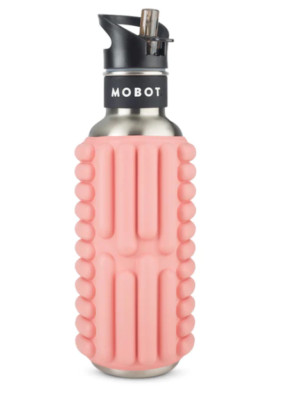 NIB $60 Mobot 27 OZ Pastel Pink Foam Roller Water Bottle W/ Straw BPA Free B16