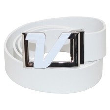 Volvik 100 Genuine Italian Real Solid Leather Belt, Free Size up to 42" - White