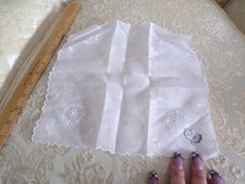 VTG New Hankie White With Designs All Cotton Desco Switzerland