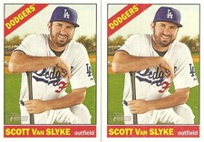 2 CARD 2015 TOPPS HERITAGE SCOTT VAN SLYKE BASEBALL CARD LOT #345