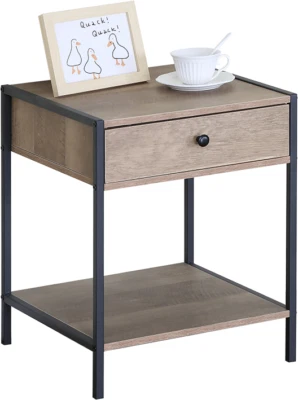 CELINO Side Table With Drawer Storage 2 Tier Living Room Bedroom Furniture Sofa End