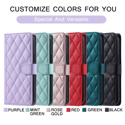 For Xiaomi Poco X6 Pro, Luxury Grid Case Flip Leather Wallet Card Soft Cover