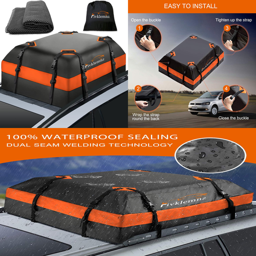 Car Roof Bag Cargo Carrier 15 Cubic Ft 