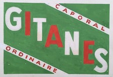 Disegno Originale Jacques Godard Progetto Pubblicità Sigarette Gitanes Caporal