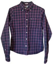Abercrombie  Fitch Button Down Shirt Men S Blue Red Plaid Muscle Long Sleeves
